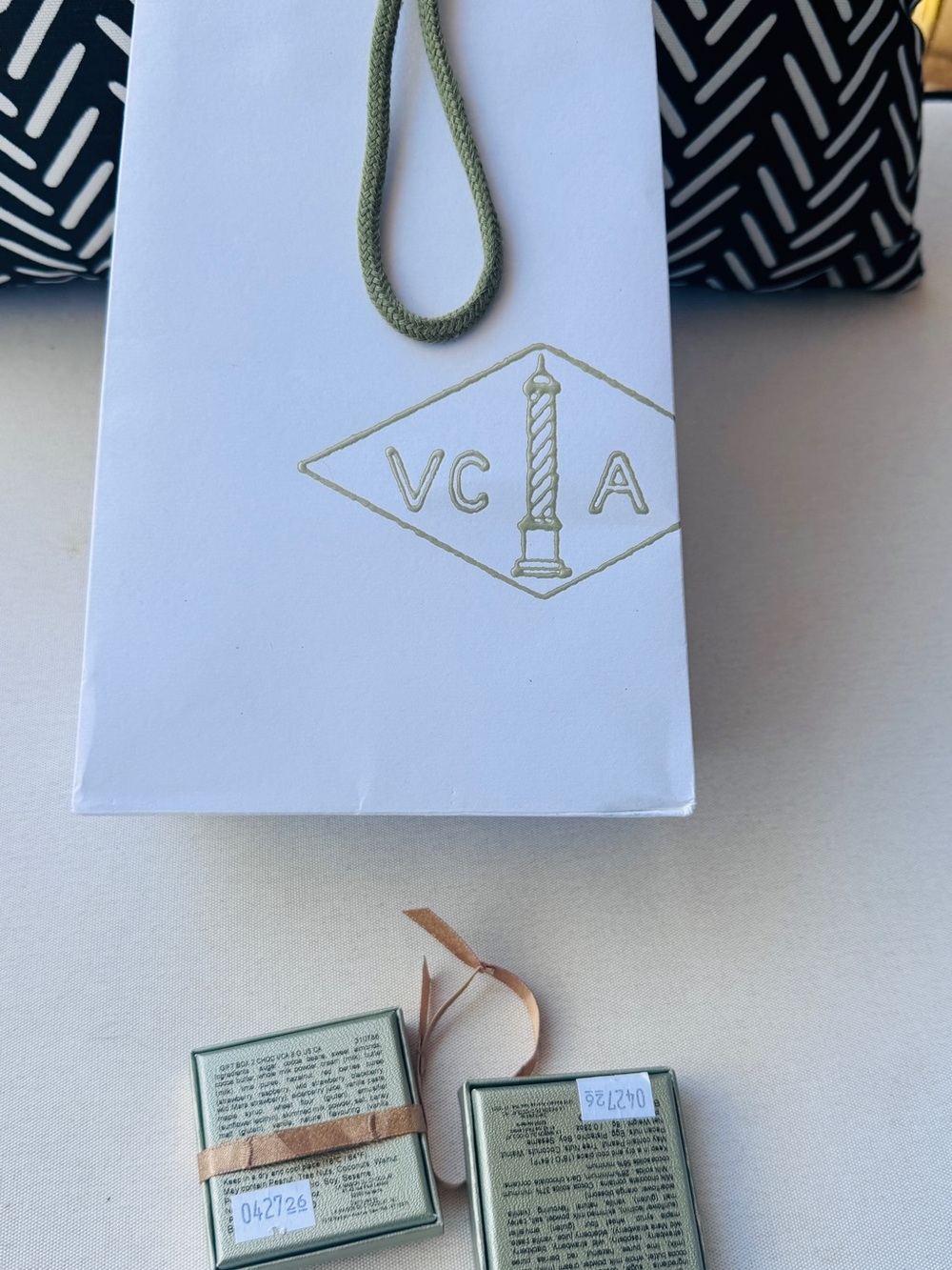 Van Cleef and Arpels Olive Green Rope Handle Gift Bag -